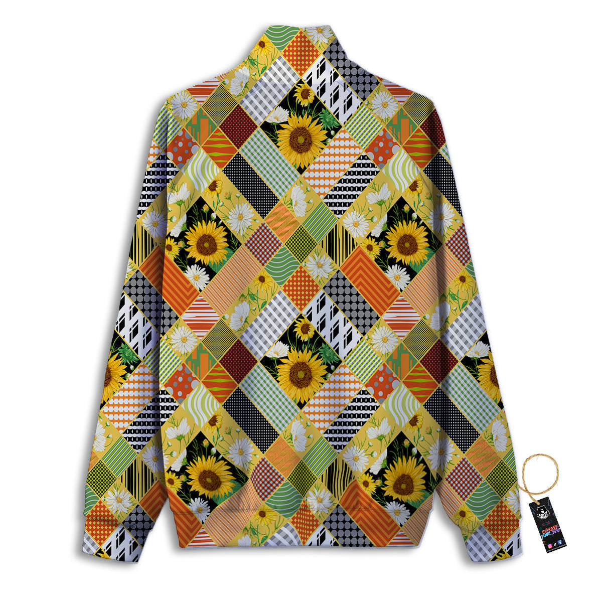 Patchwork Sunflowers Print Track Jacket-grizzshop