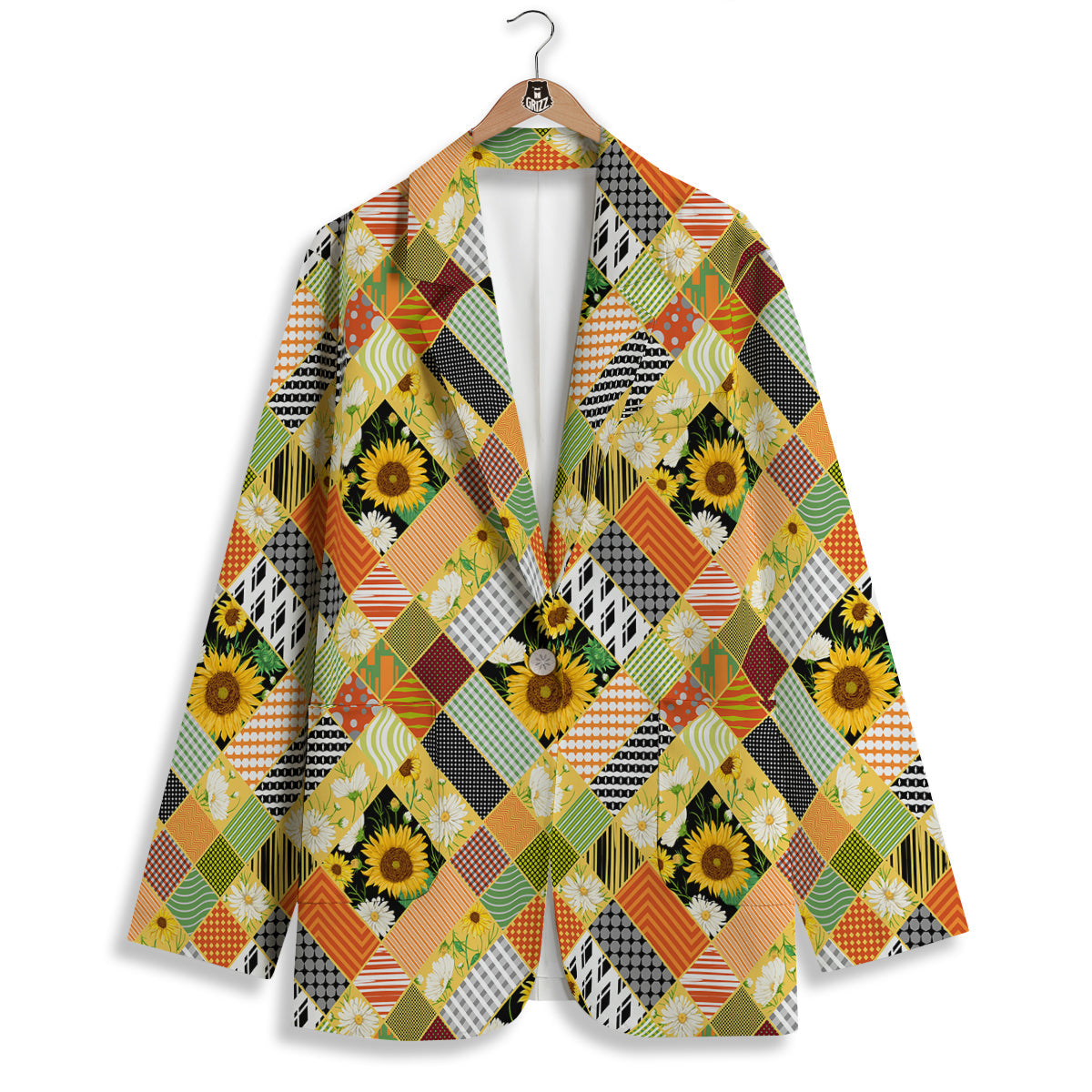 Patchwork Sunflowers Print Women's Blazer-grizzshop