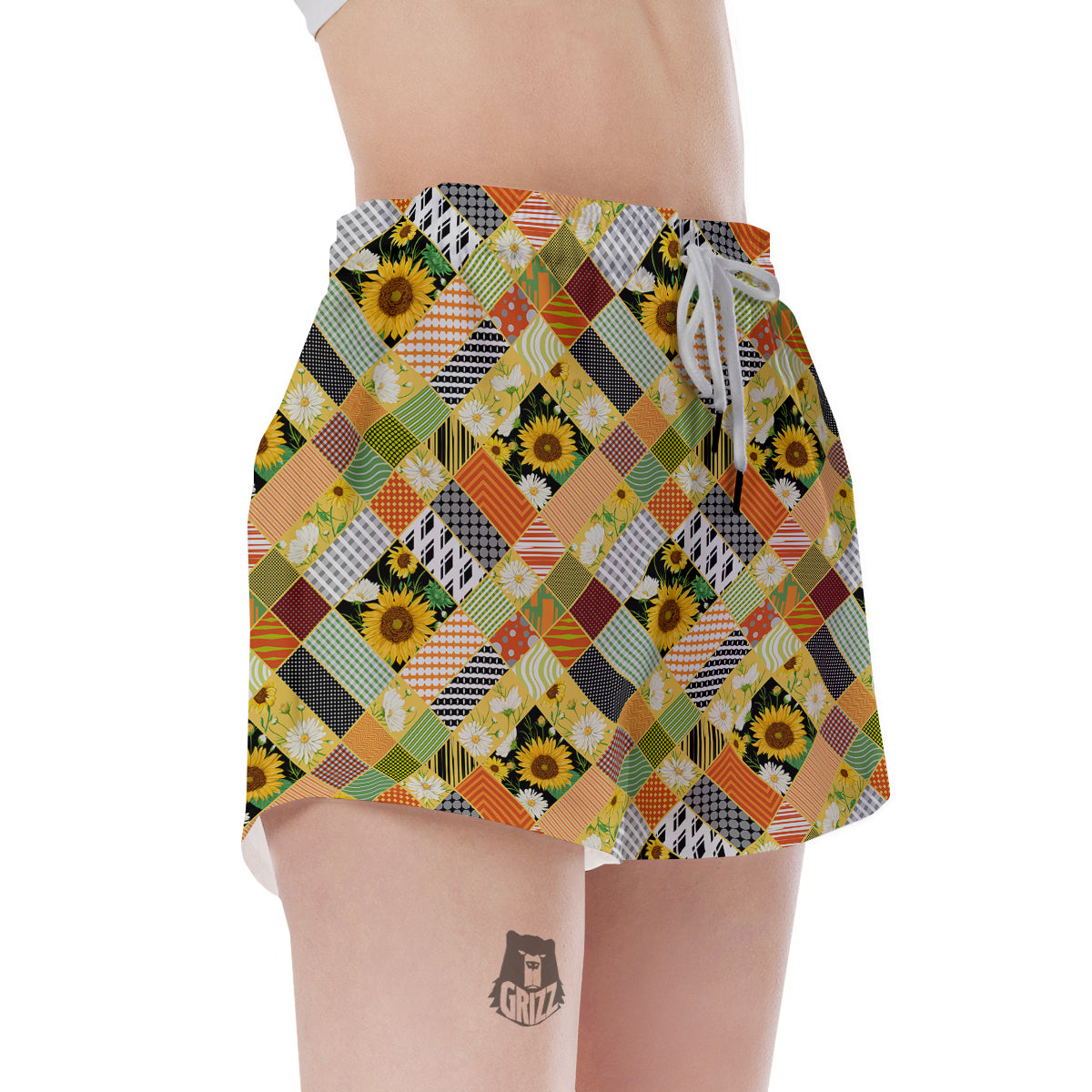 Patchwork Sunflowers Print Women's Shorts-grizzshop