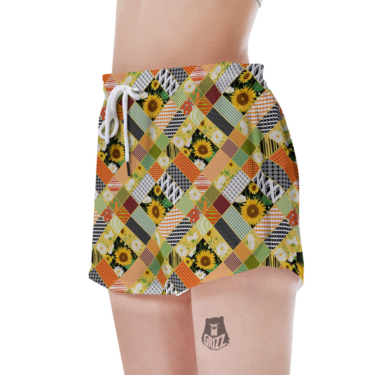 Patchwork Sunflowers Print Women's Shorts-grizzshop