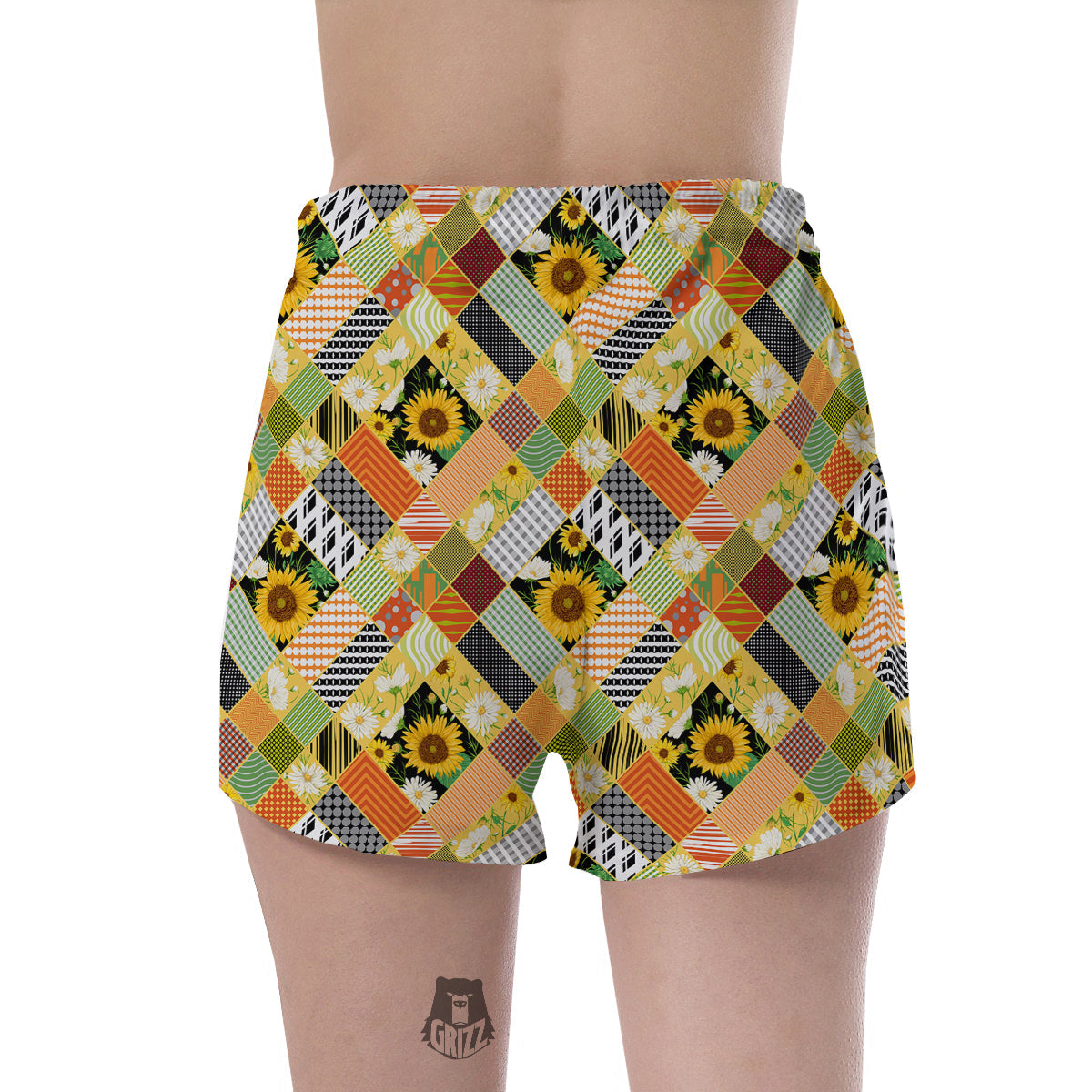 Patchwork Sunflowers Print Women's Shorts-grizzshop