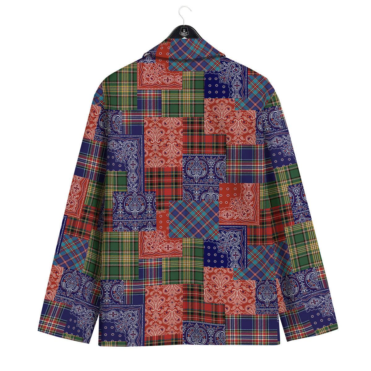 Patchwork Tartan And Bandana Print Pattern Men's Sport Coat-grizzshop