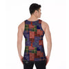 Patchwork Tartan And Bandana Print Pattern Men's Tank Top-grizzshop