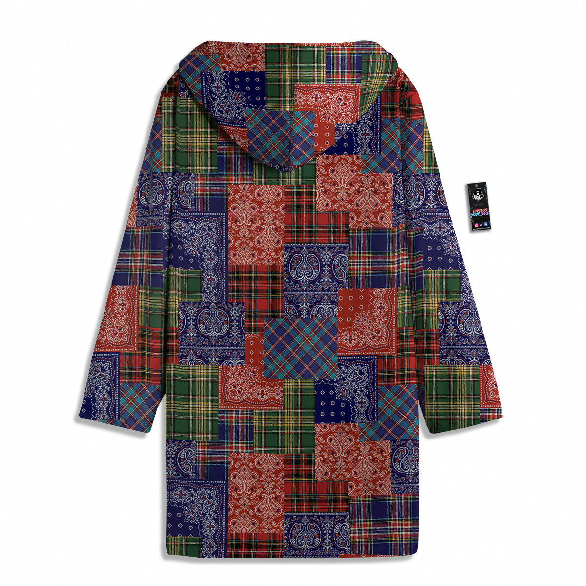 Patchwork Tartan And Bandana Print Pattern Men's Windbreaker Jacket-grizzshop