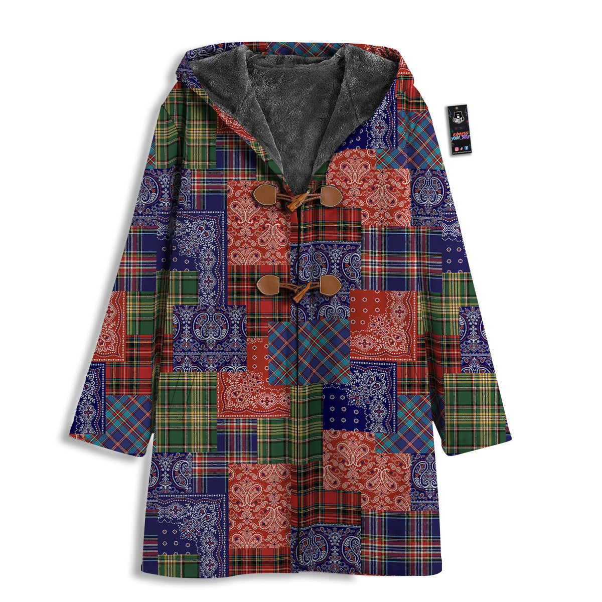 Patchwork Tartan And Bandana Print Pattern Men's Windbreaker Jacket-grizzshop