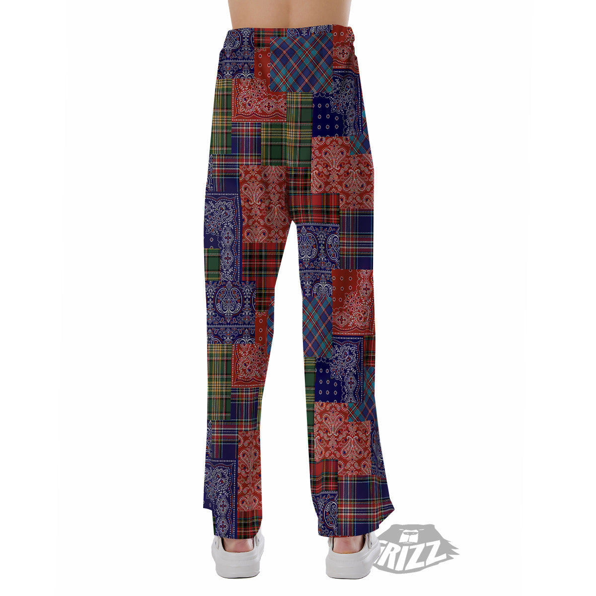 Patchwork Tartan And Bandana Print Pattern Pajama Pants-grizzshop