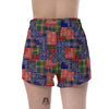 Patchwork Tartan And Bandana Print Pattern Women's Shorts-grizzshop