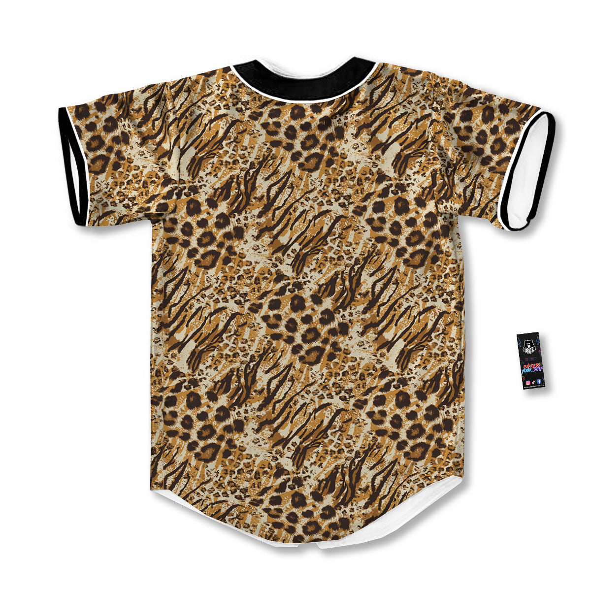 Patchwork Tiger Skin Print Pattern Baseball Jersey-grizzshop