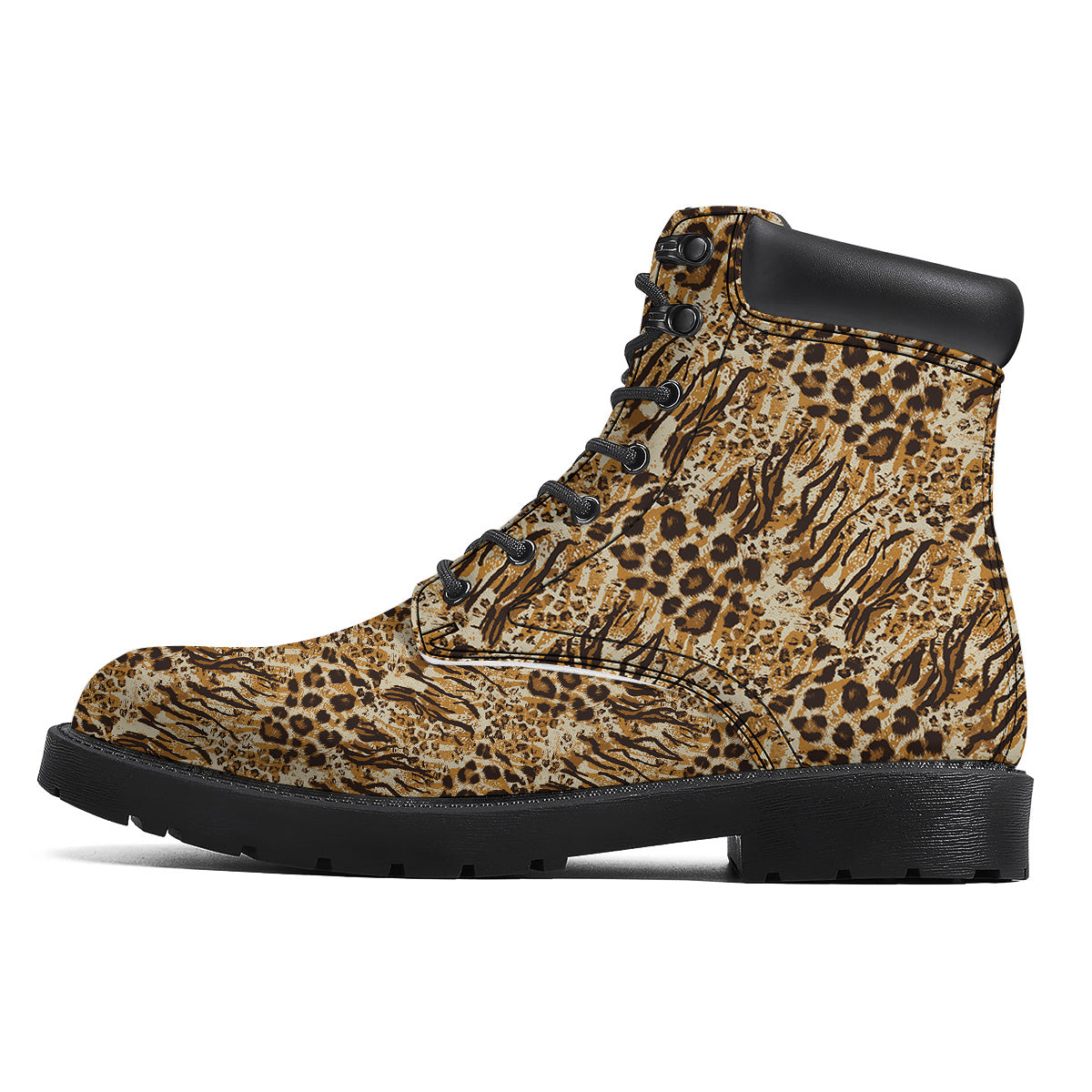 Patchwork Tiger Skin Print Pattern Boots-grizzshop