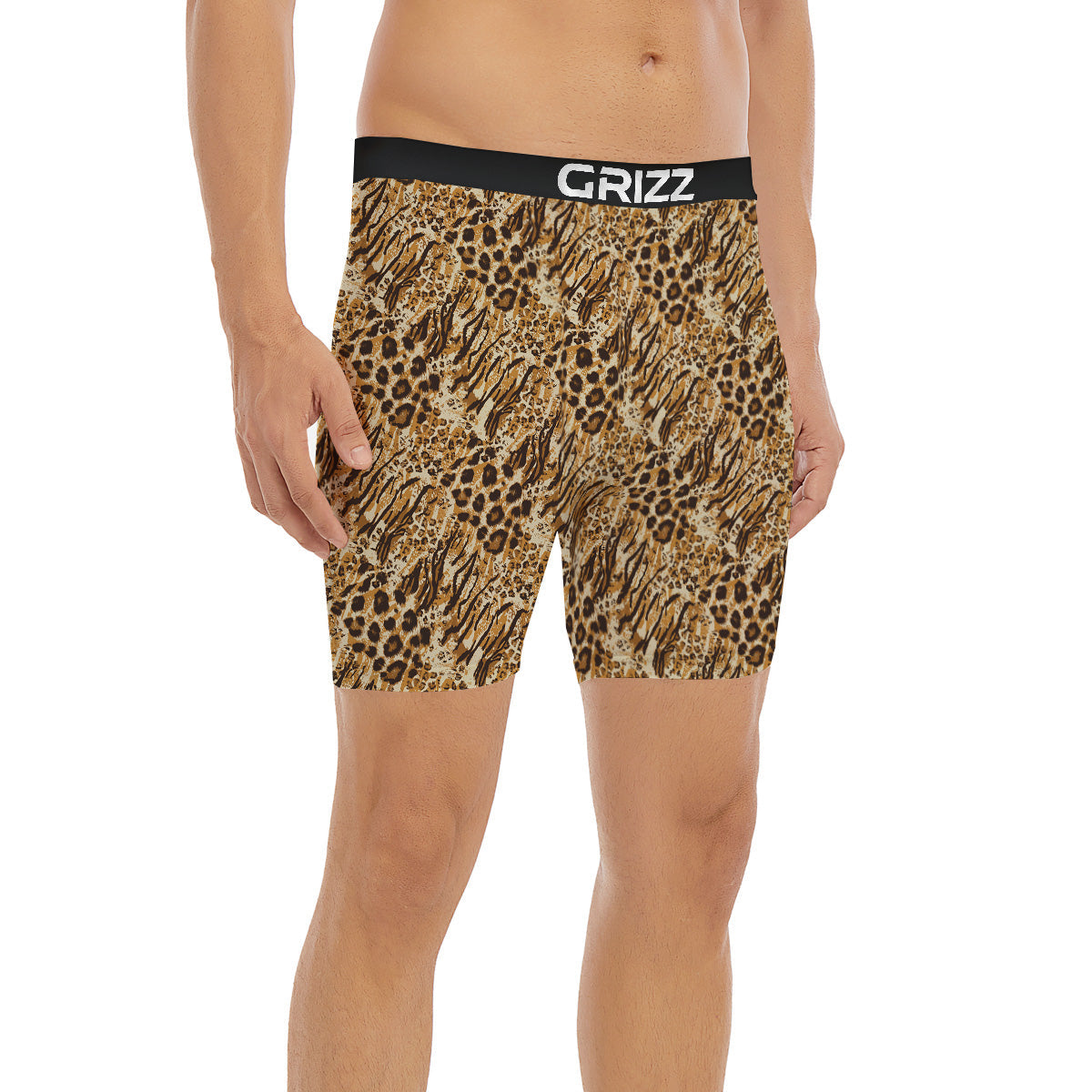 Patchwork Tiger Skin Print Pattern Boxer Briefs-grizzshop