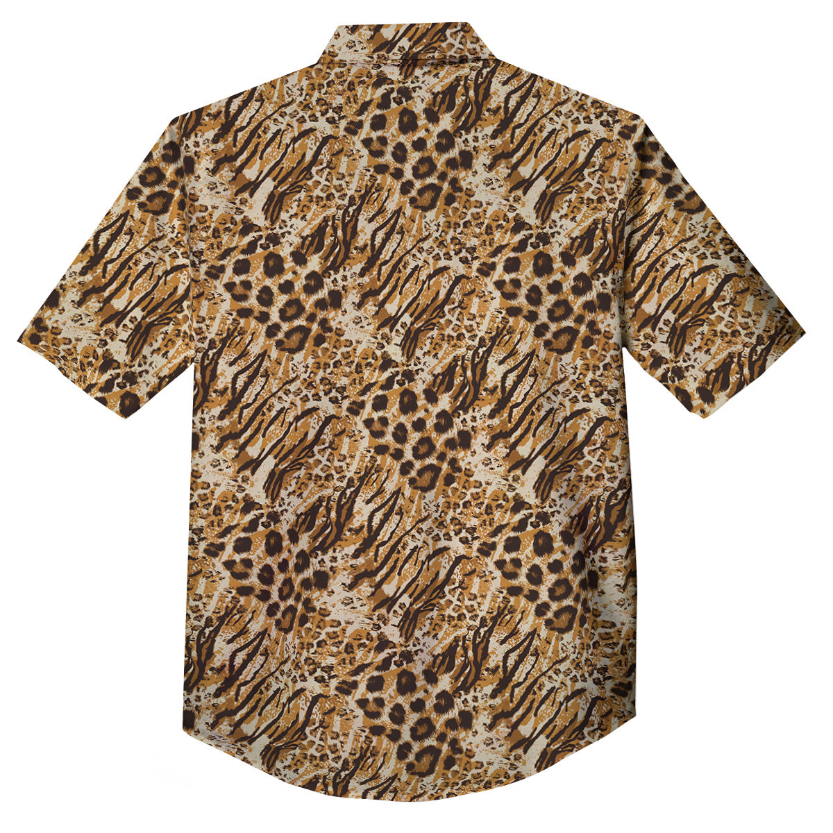 Patchwork Tiger Skin Print Pattern Button Up Shirt-grizzshop