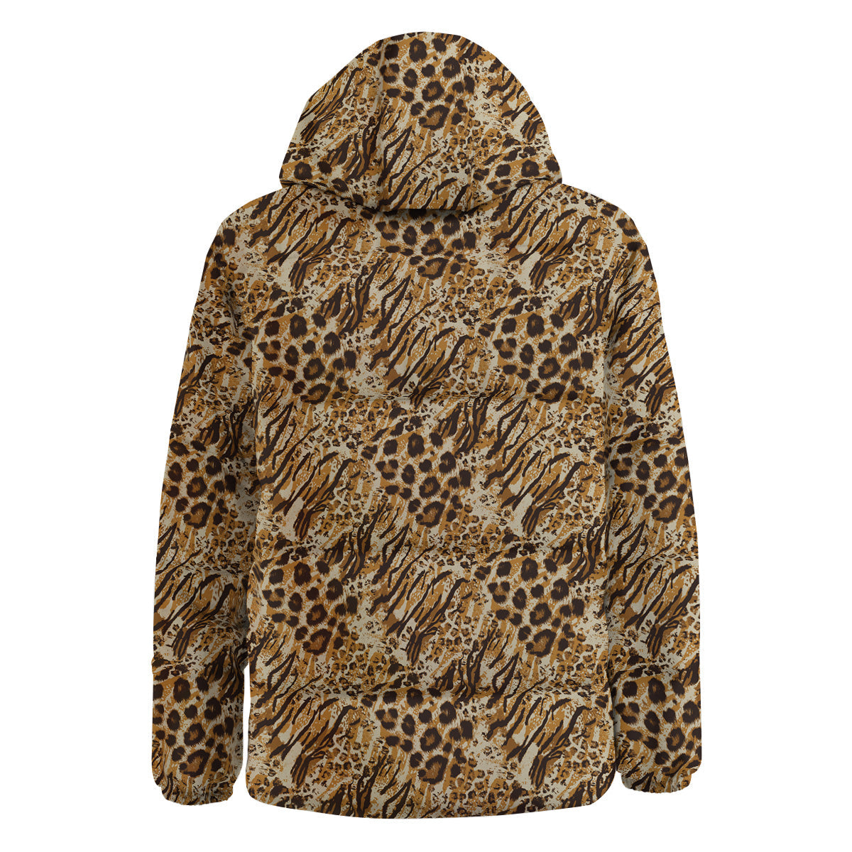 Patchwork Tiger Skin Print Pattern Down Jacket-grizzshop