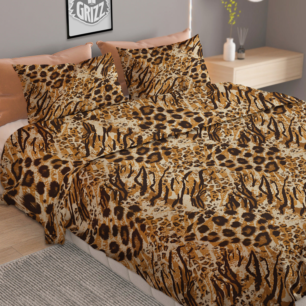 Patchwork Tiger Skin Print Pattern Duvet Cover Bedding Set