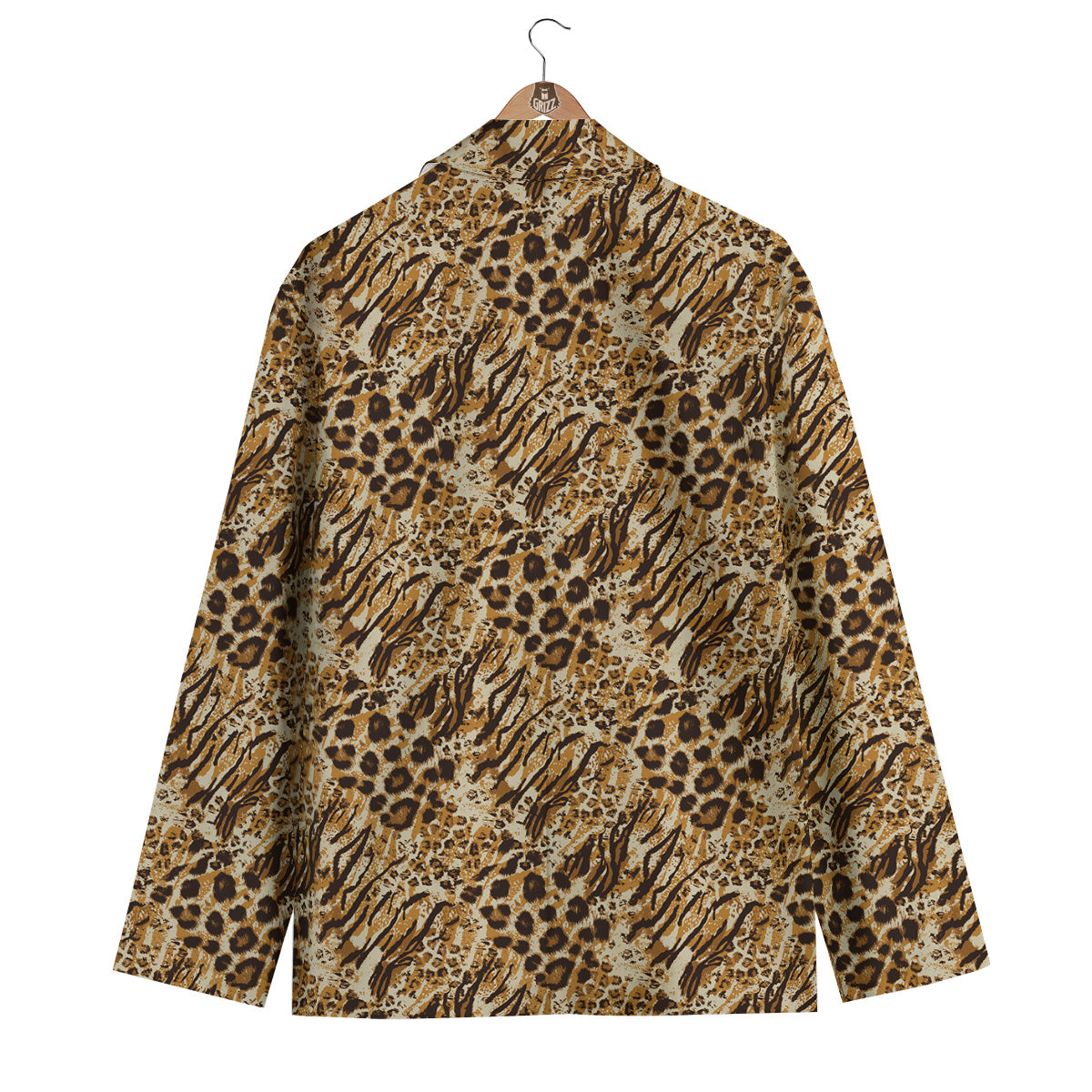 Patchwork Tiger Skin Print Pattern Men's Blazer-grizzshop