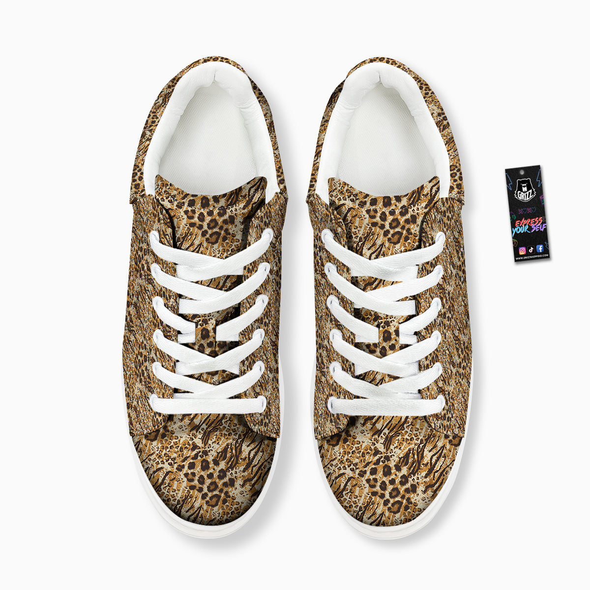 Patchwork Tiger Skin Print Pattern Platform Shoes-grizzshop