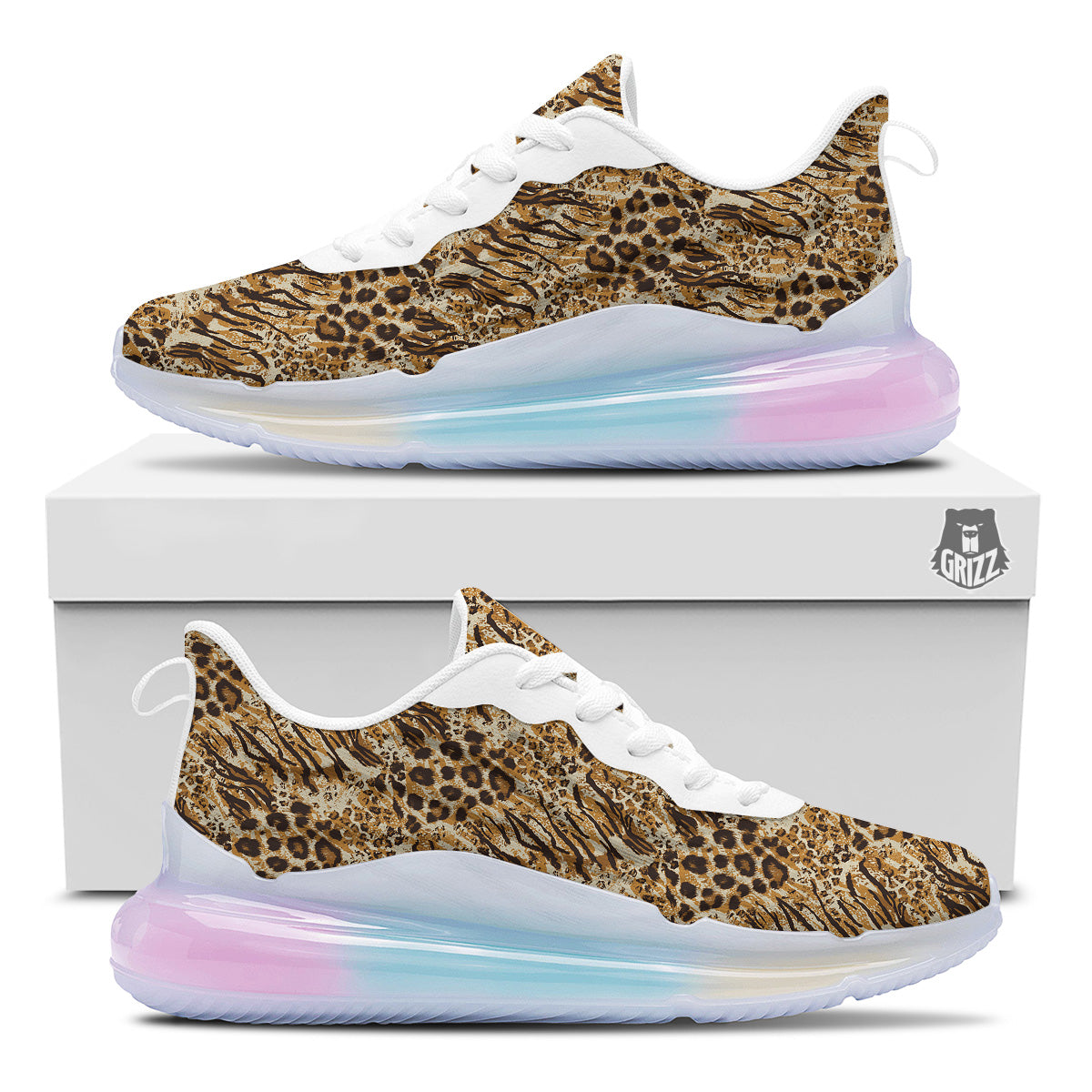 Patchwork Tiger Skin Print Pattern Running Sneakers-grizzshop