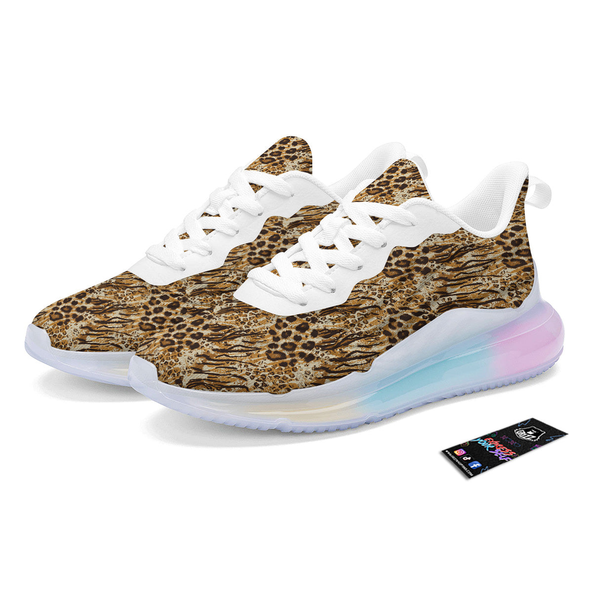 Patchwork Tiger Skin Print Pattern Running Sneakers-grizzshop