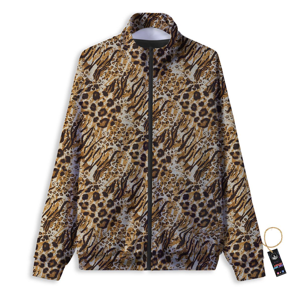 Patchwork Tiger Skin Print Pattern Track Jacket-grizzshop