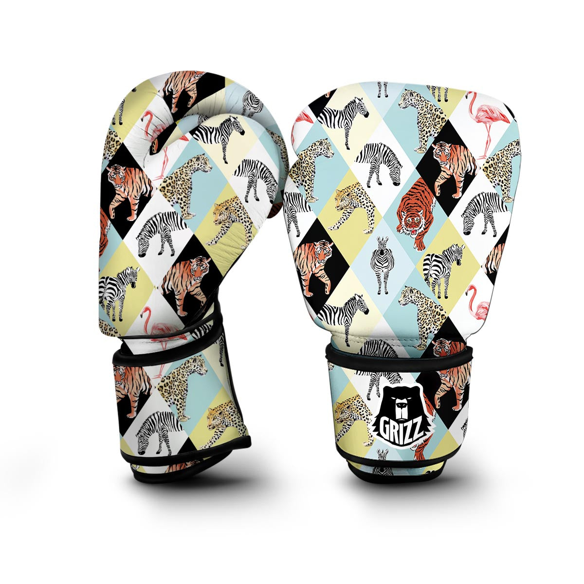 Patchwork Tropical Animal Boxing Gloves-grizzshop