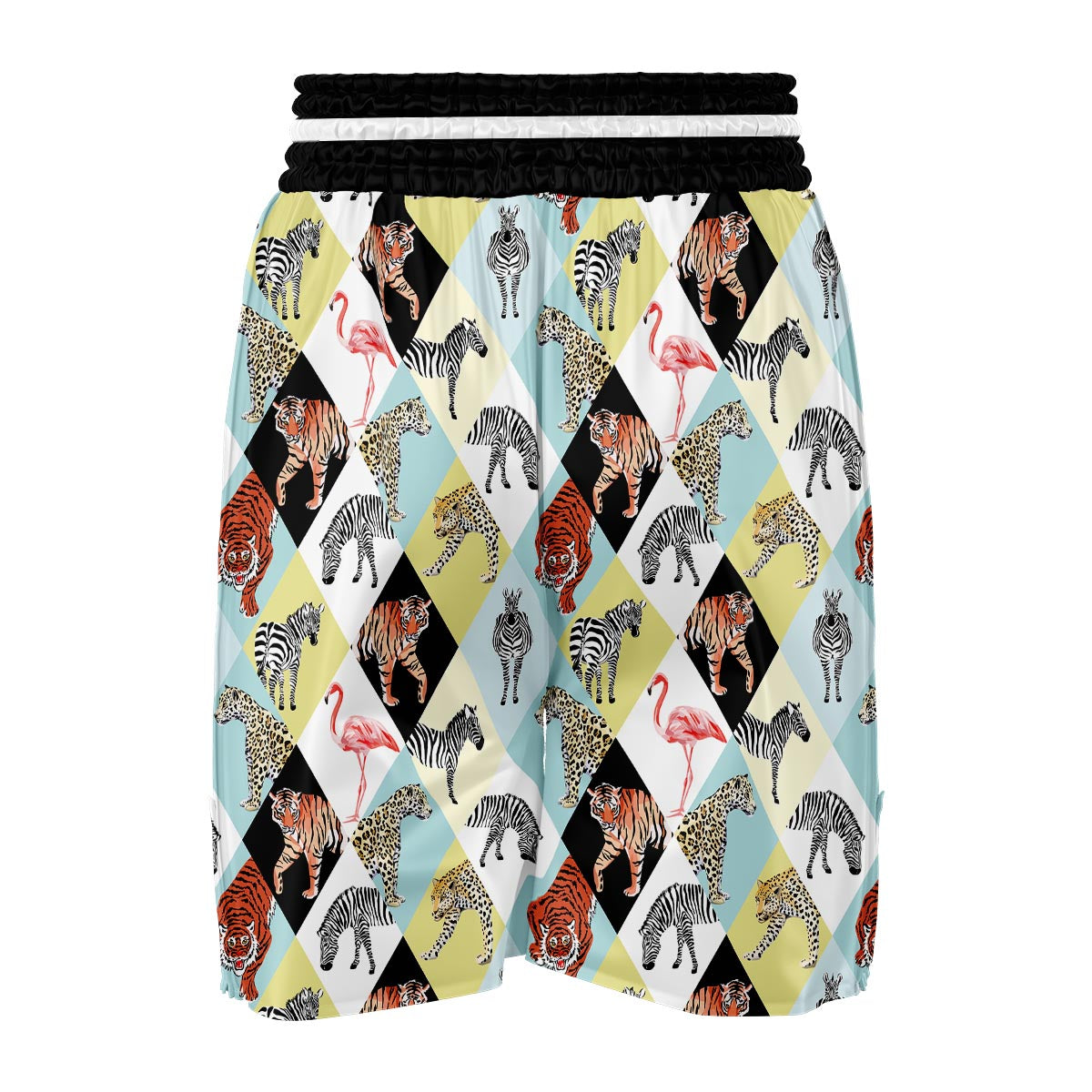 Patchwork Tropical Animal Boxing Shorts-grizzshop