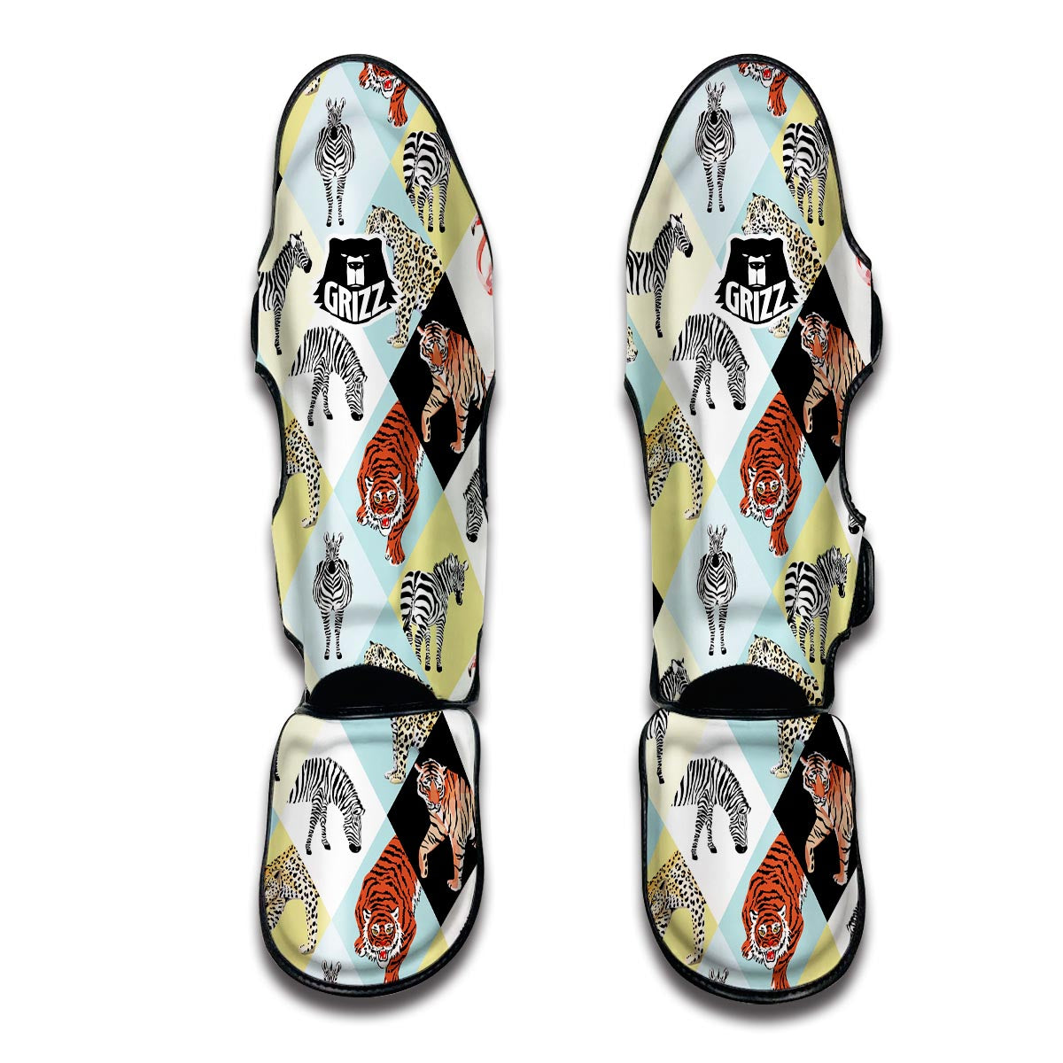 Patchwork Tropical Animal Muay Thai Shin Guards-grizzshop