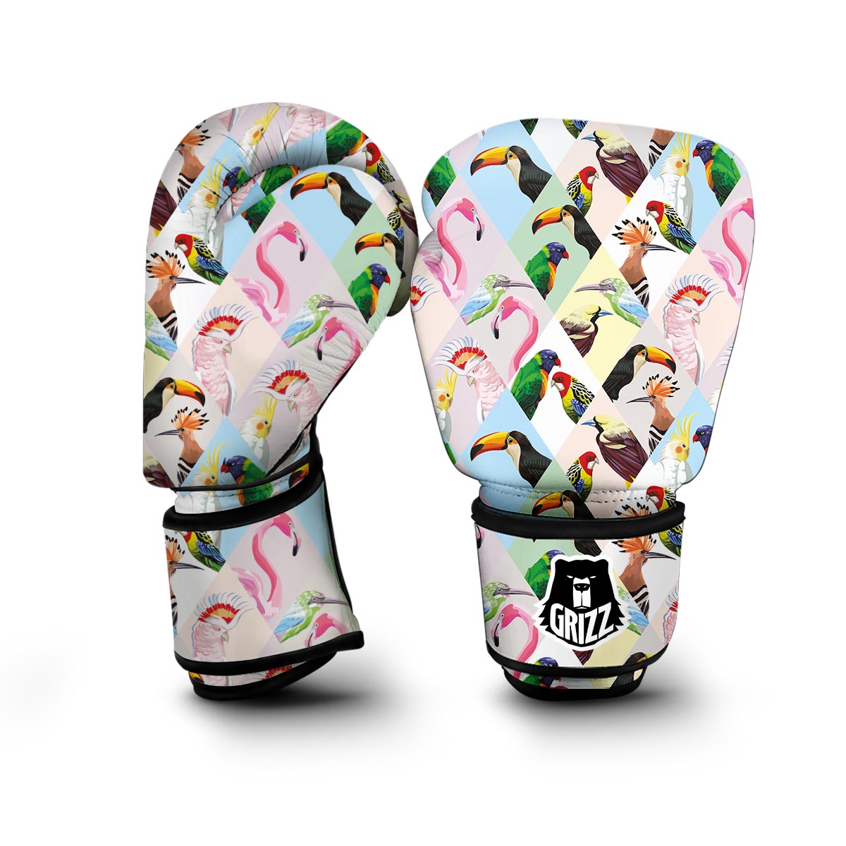 Patchwork Tropical Bird Boxing Gloves-grizzshop