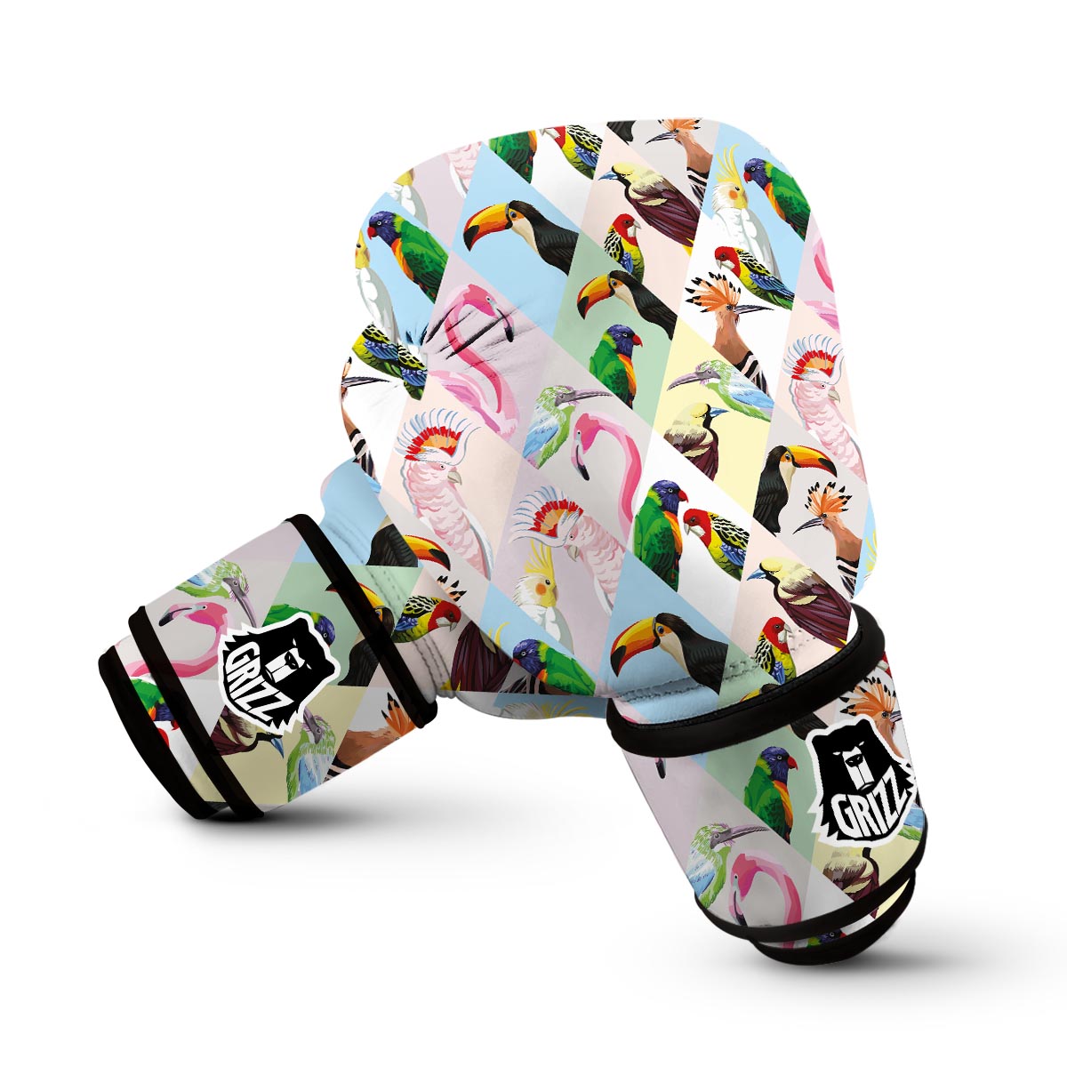 Patchwork Tropical Bird Boxing Gloves-grizzshop