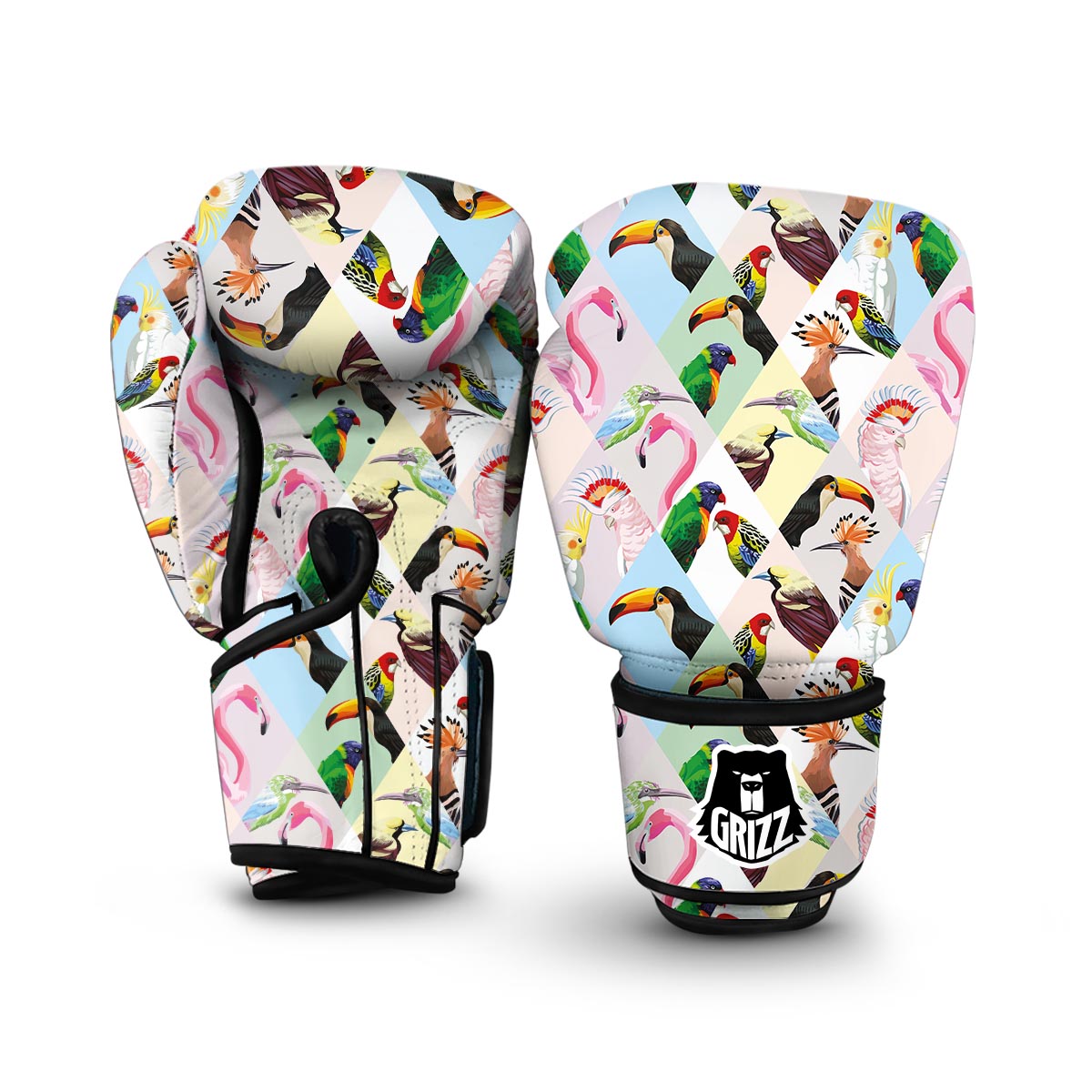 Patchwork Tropical Bird Boxing Gloves-grizzshop