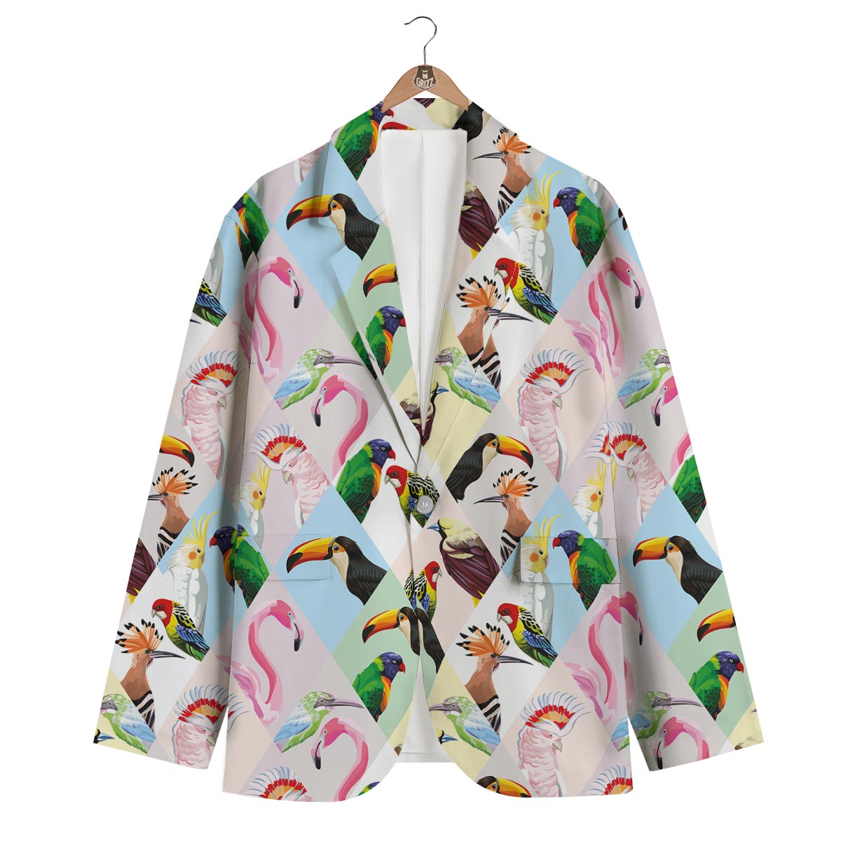 Patchwork Tropical Bird Men's Blazer-grizzshop