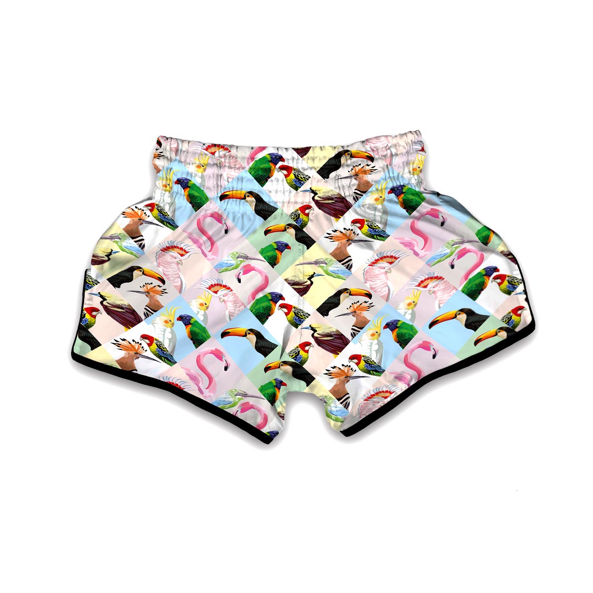 Patchwork Tropical Bird Muay Thai Boxing Shorts-grizzshop