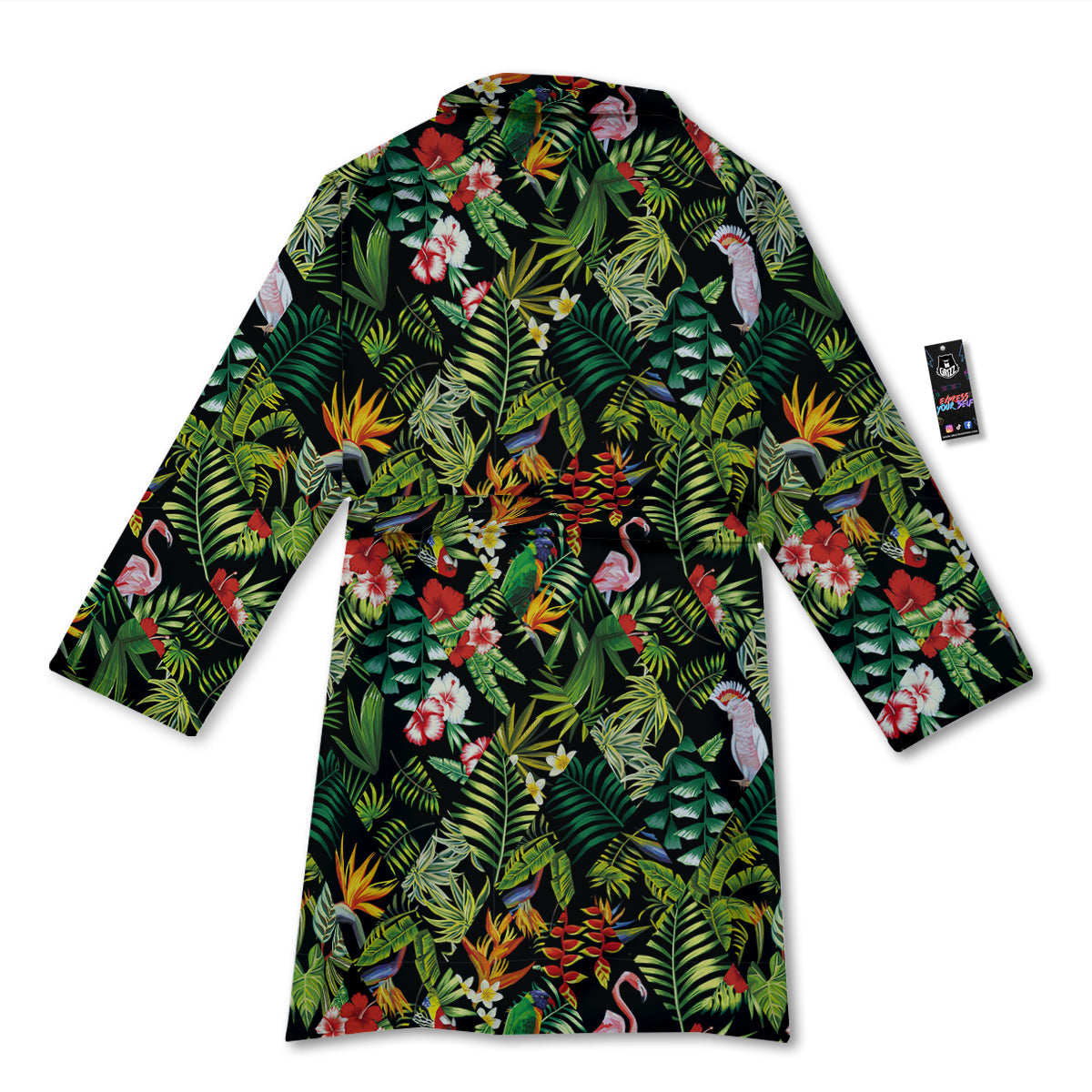 Patchwork Tropical Print Pattern Bathrobe-grizzshop