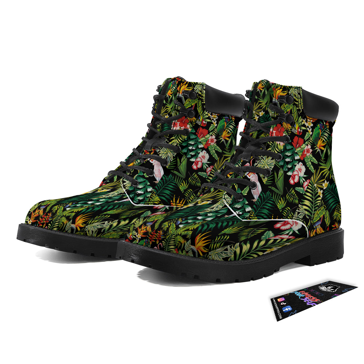 Patchwork Tropical Print Pattern Boots-grizzshop