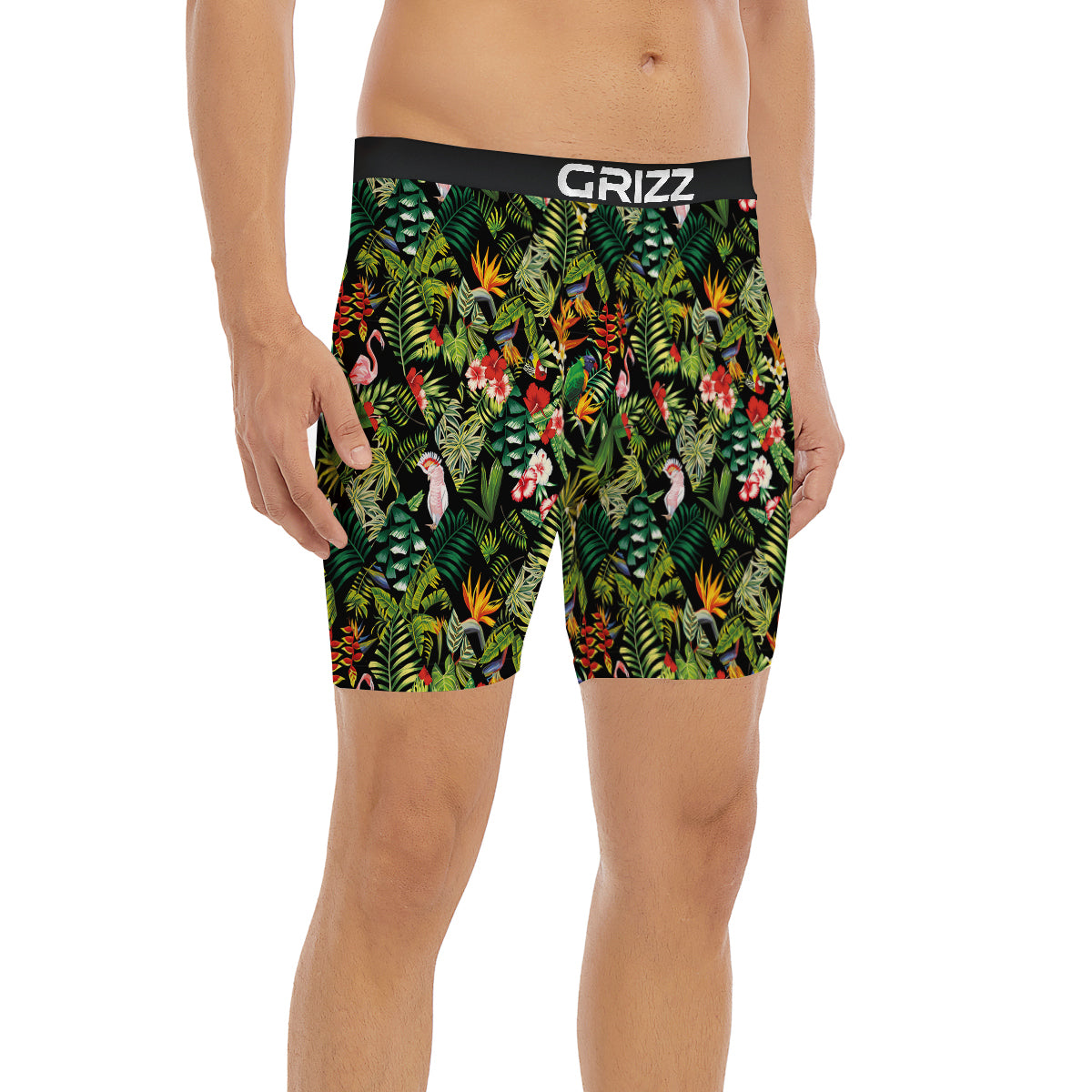 Patchwork Tropical Print Pattern Boxer Briefs-grizzshop