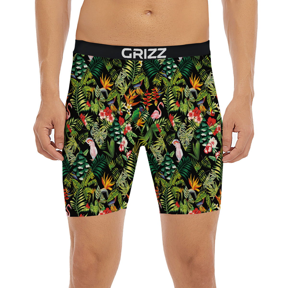 Patchwork Tropical Print Pattern Boxer Briefs-grizzshop