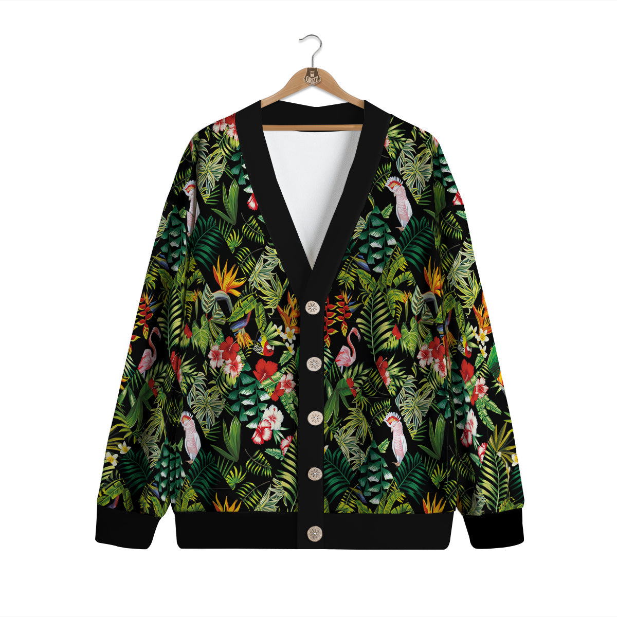 Patchwork Tropical Print Pattern Cardigan-grizzshop