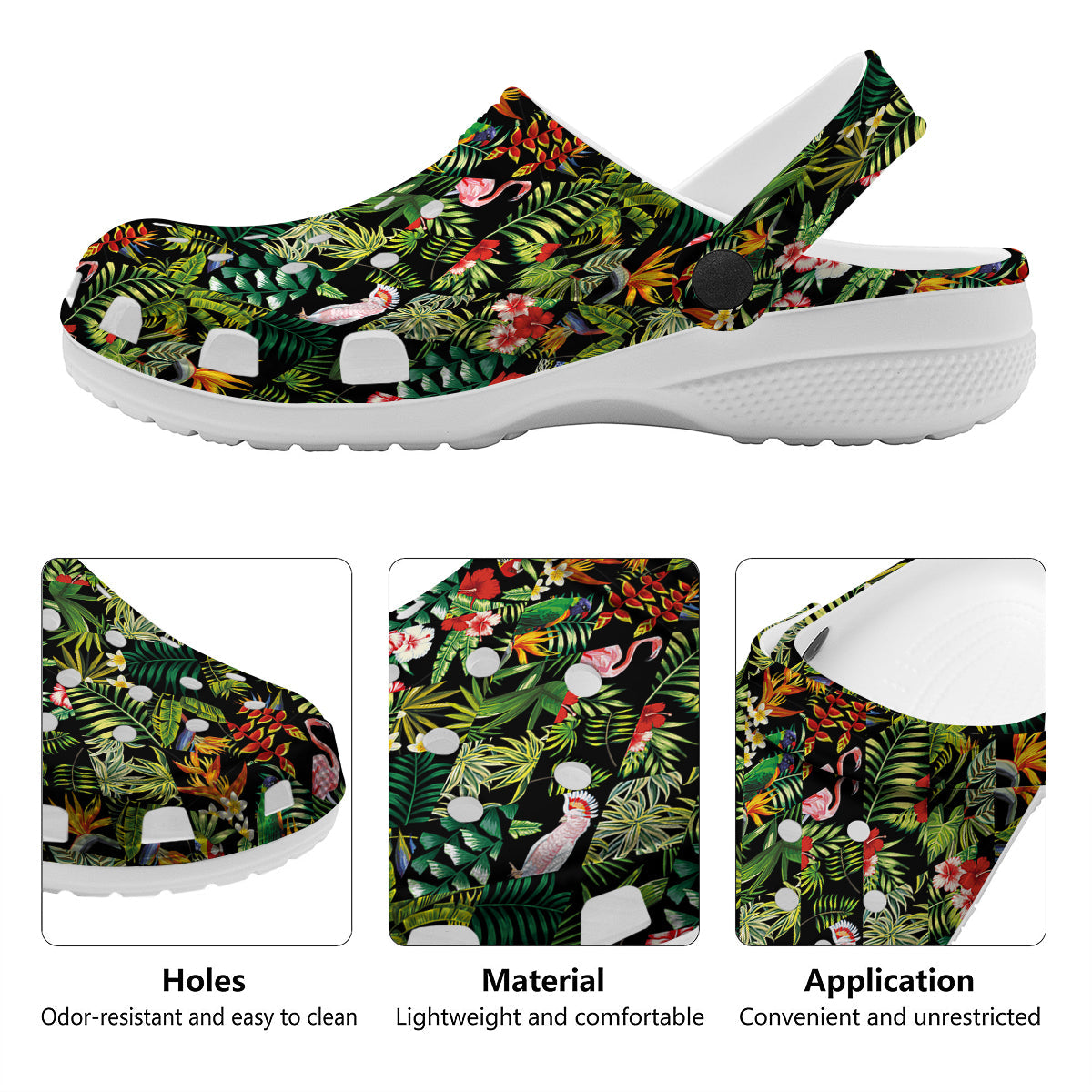 Patchwork Tropical Print Pattern Clog-grizzshop