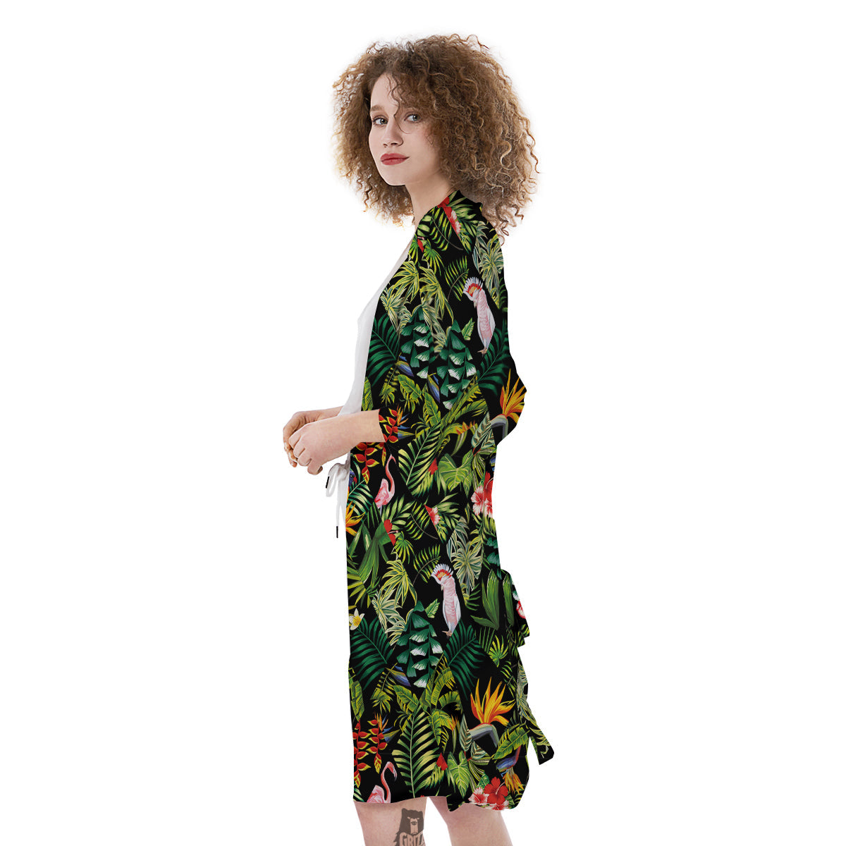 Patchwork Tropical Print Pattern Kimono-grizzshop