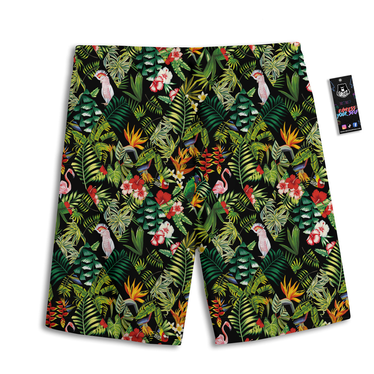 Patchwork Tropical Print Pattern Men's Athletic Shorts