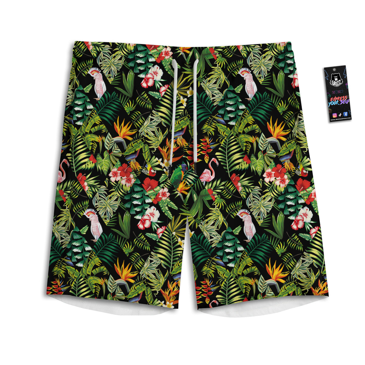 Patchwork Tropical Print Pattern Men's Athletic Shorts