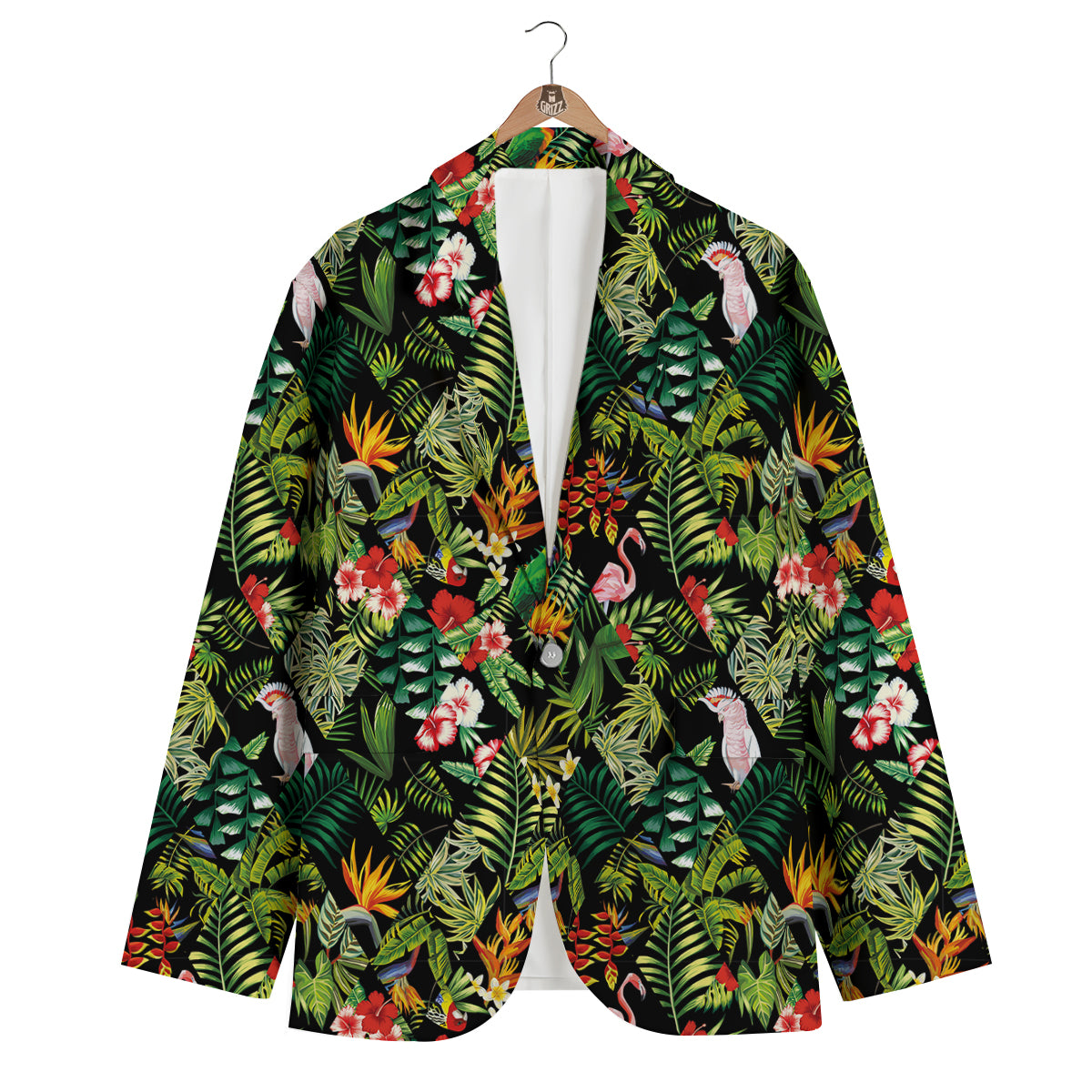Patchwork Tropical Print Pattern Men's Blazer-grizzshop