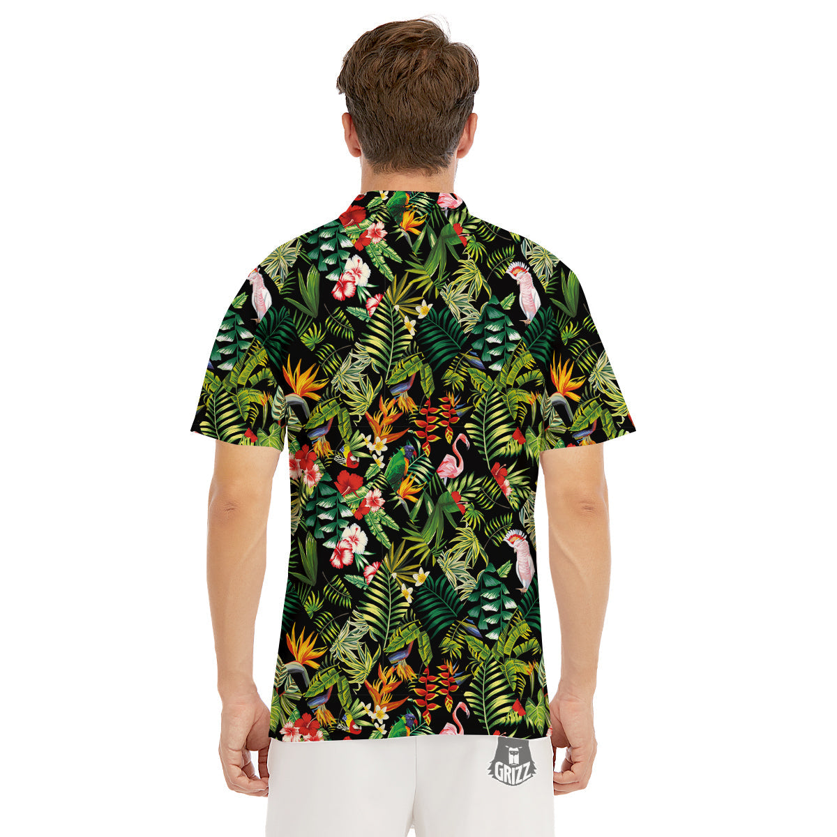 Patchwork Tropical Print Pattern Men's Golf Shirts-grizzshop