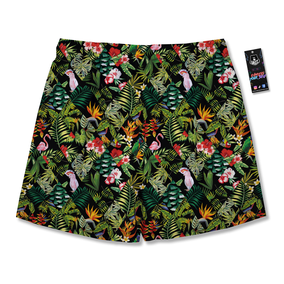 Patchwork Tropical Print Pattern Men's Running Shorts-grizzshop