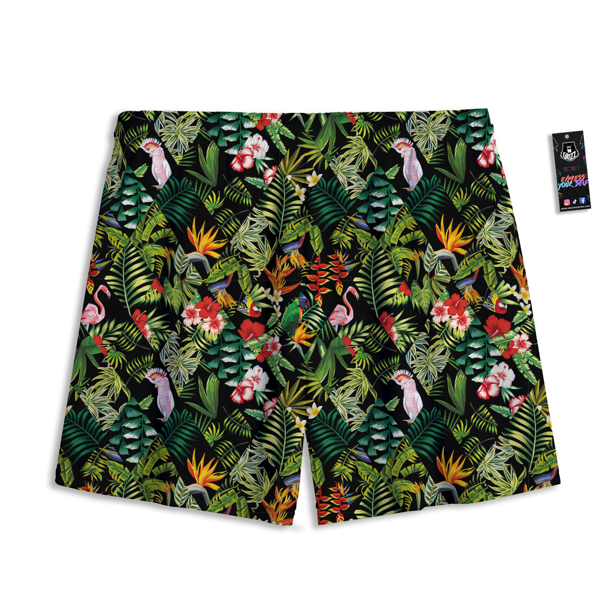 Patchwork Tropical Print Pattern Mesh Shorts