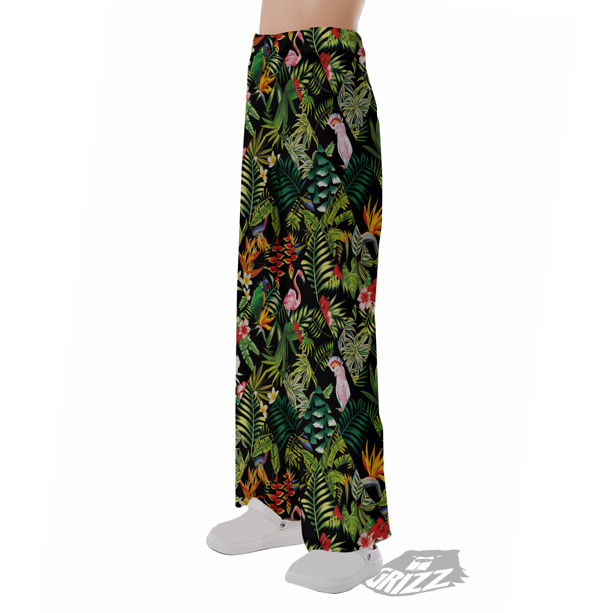 Patchwork Tropical Print Pattern Pajama Pants-grizzshop