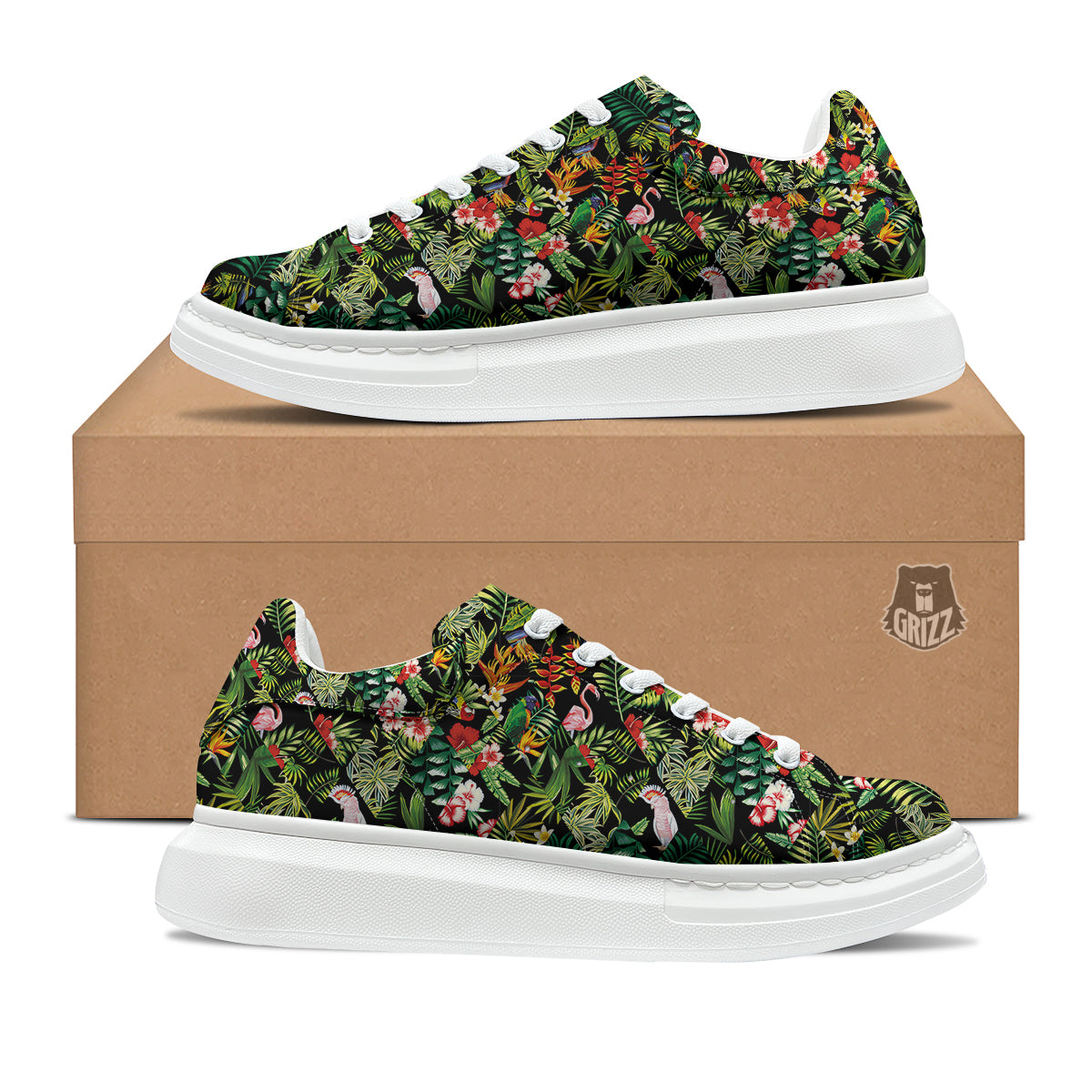 Patchwork Tropical Print Pattern Platform Shoes-grizzshop