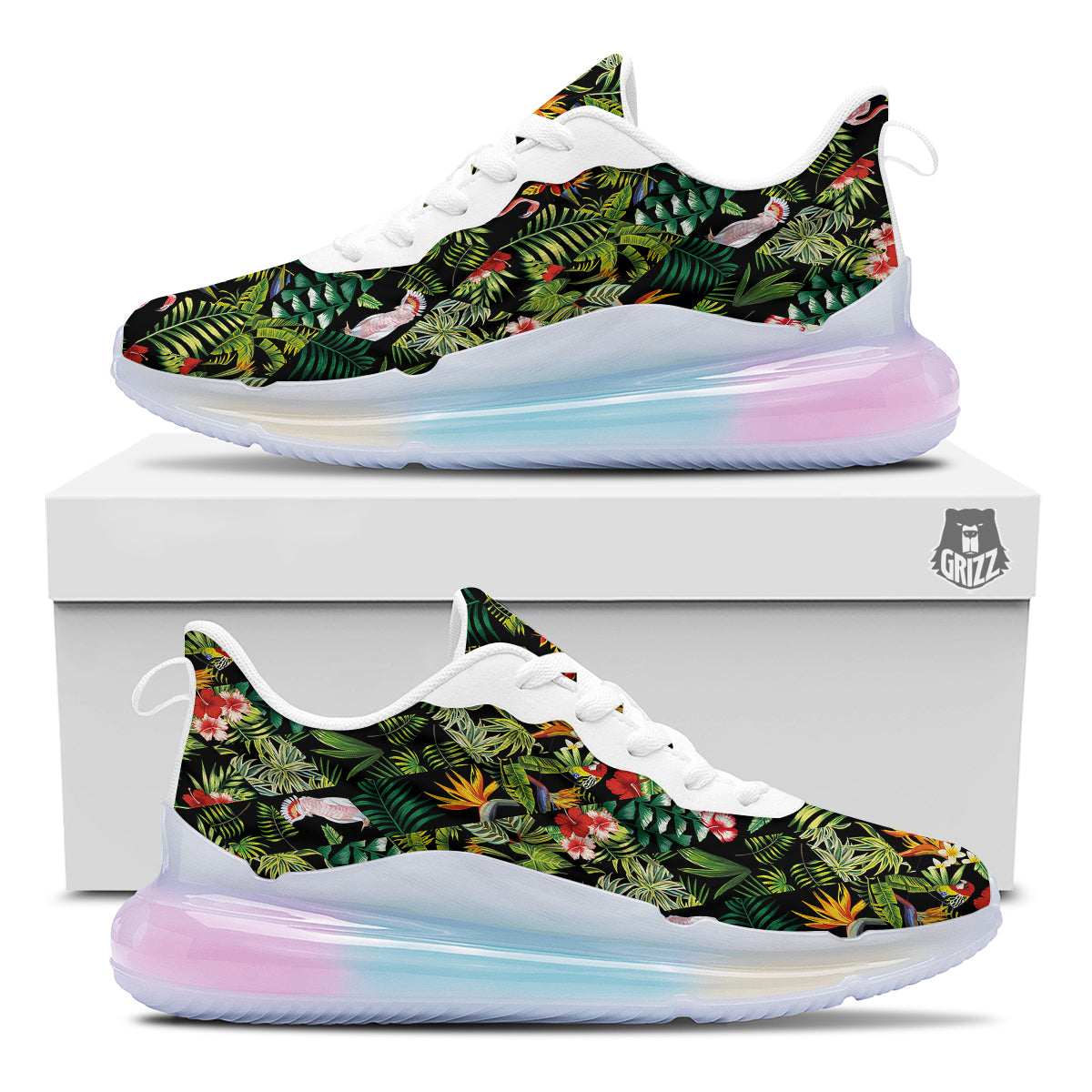 Patchwork Tropical Print Pattern Running Sneakers-grizzshop