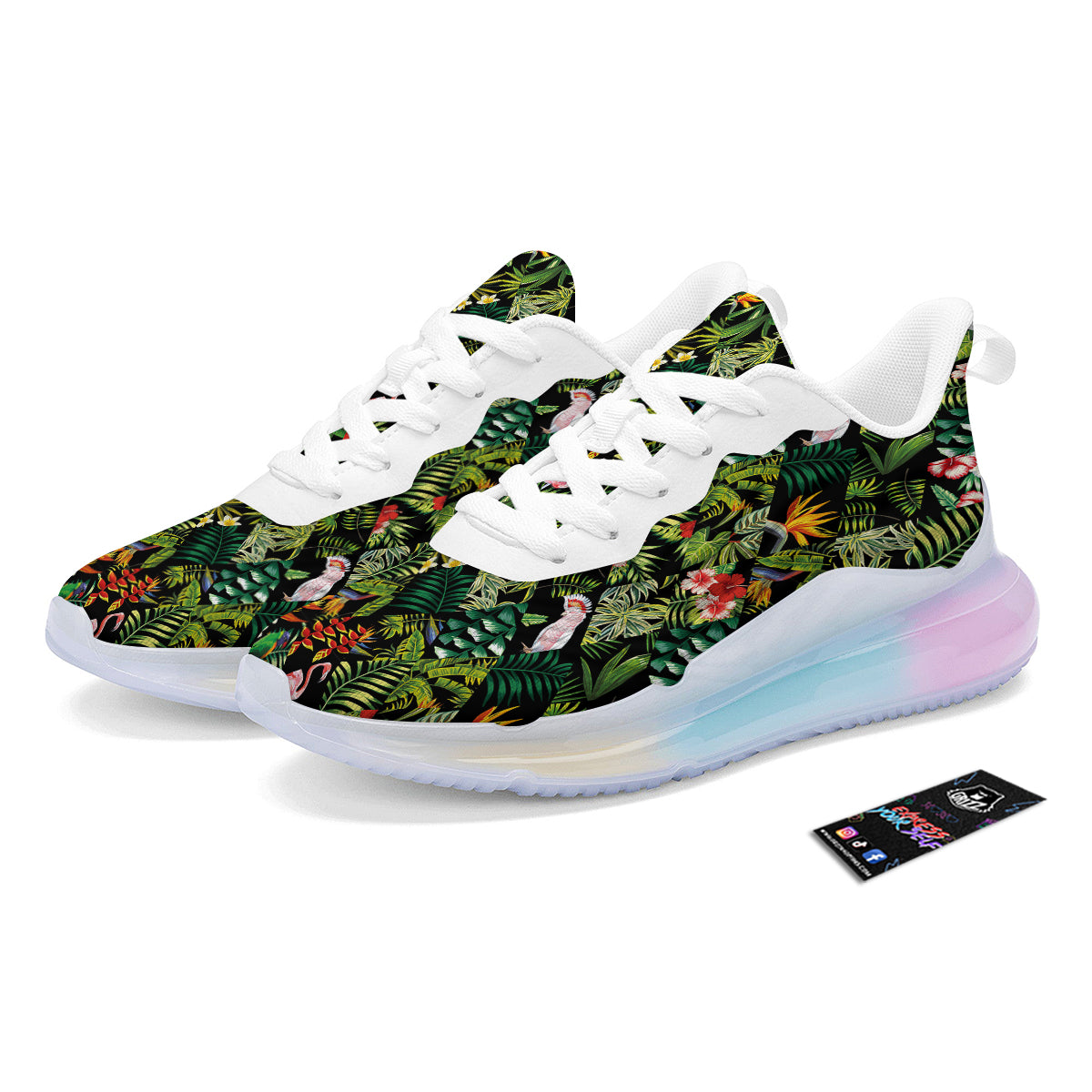 Patchwork Tropical Print Pattern Running Sneakers-grizzshop