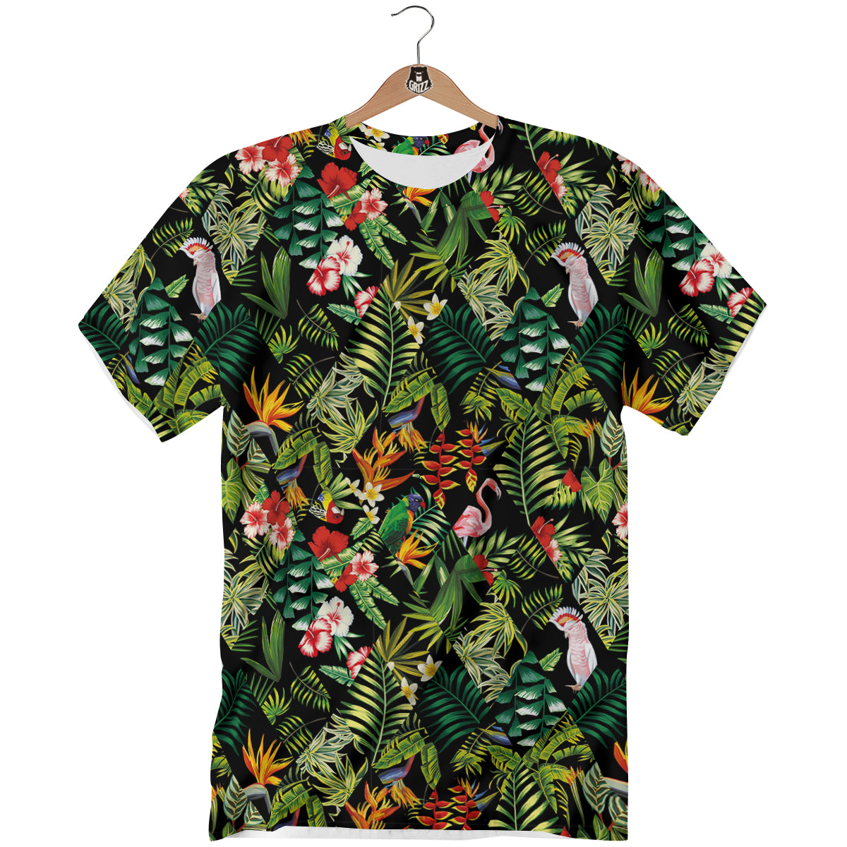 Patchwork Tropical Print Pattern T-Shirt-grizzshop