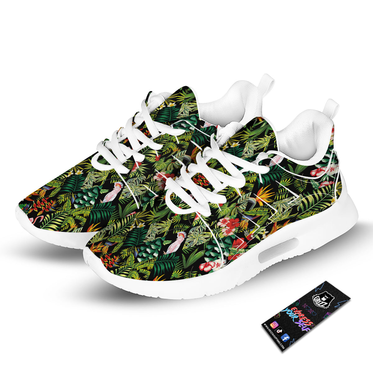 Patchwork Tropical Print Pattern Tennis Shoes-grizzshop
