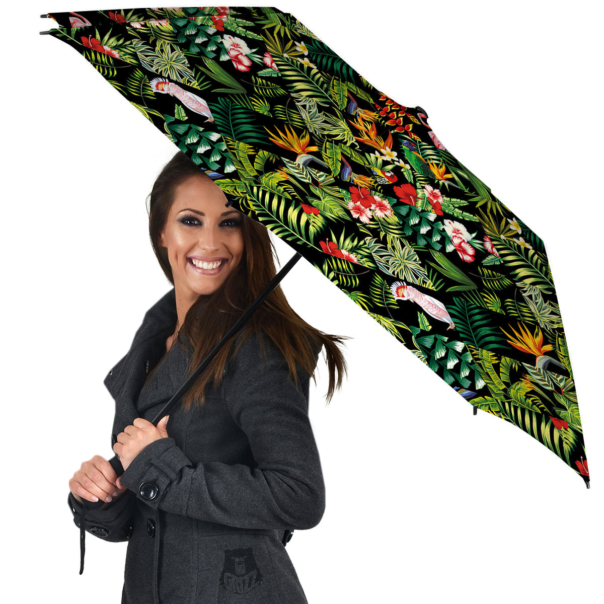 Patchwork Tropical Print Pattern Umbrella-grizzshop